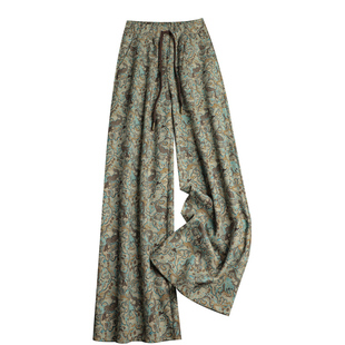 欧韩货秋冬花色休闲裤子女2025新款今年流行爆款直筒磨毛阔腿裤女