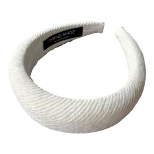 韩国进口高级感灯芯绒白色高颅顶发箍秋冬头饰显脸小厚海绵头箍女