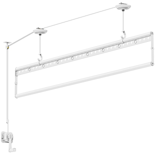 【政府补贴】单杆晾衣架手摇升降双杆晾衣杆小户型阳台白色手动杠