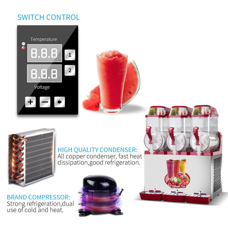 麦乐康雪融机商用不锈钢冰沙机厂家直供果汁冷饮料酒吧双缸雪泥机