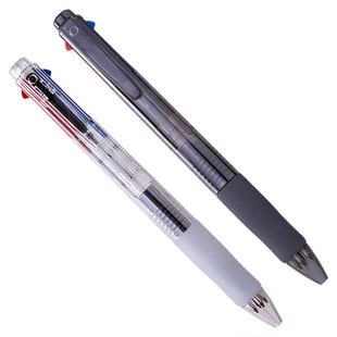 得力S313四色圆珠笔0.7mm学生办公多色创意按动笔油笔黑红蓝绿色