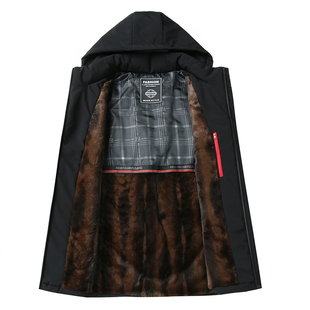 老爷车中老年加绒加厚连帽派克服男士冬季防寒保暖棉衣外套爸爸装