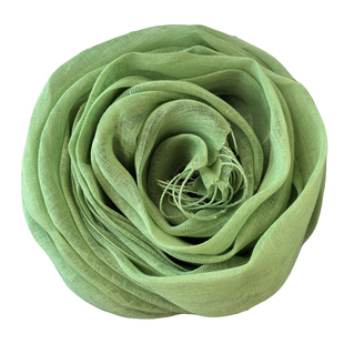 春秋季薄款纯亚麻围巾女牛油果绿抹茶绿草绿色文艺长披肩棉麻丝巾