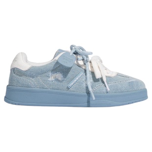 Wander around2025秋季新款牛仔拼色厚底增高休闲鞋复古德训鞋女