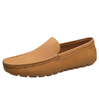 豆豆鞋男夏季真皮透气一脚蹬皮鞋