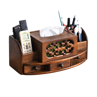 泰吉利新中式实木多功能纸巾盒