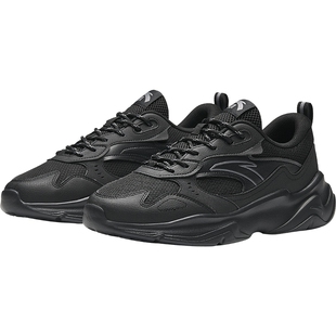 安踏潮拜男鞋运动鞋春季新款正品鞋黑色休闲跑步鞋男士黑武士鞋子