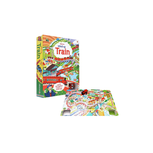 Wind-up Train发条小火车轨道车书益智儿童玩具书彩虹气球Usborne系列英文原版绘本亲子互动读物环游世界探险之旅拧紧发条可跑