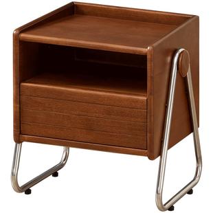 全友家居中古风实木床头柜复古风卧室家用床边置物小柜子2025新款