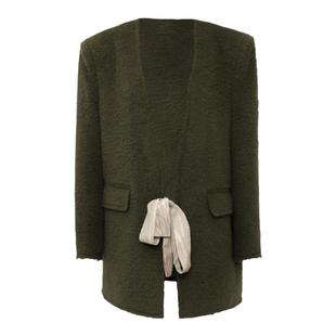 APOZi collection山海前奏系列新中式苔藓绿秋冬气质毛呢西装外套