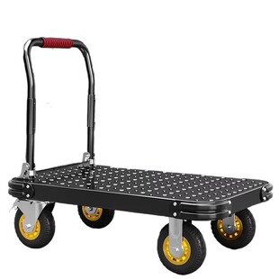 手推车搬运车小推车平板车静音可折x叠大推车转向轮加厚铁钢板拖