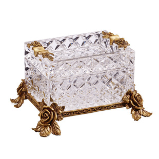 茱莉安奢华法式欧式进口水晶镶铜玫瑰烟灰缸客厅茶几工艺品摆设