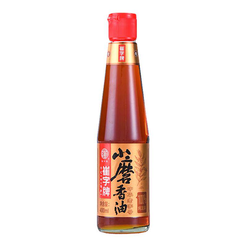 崔字牌小磨香油中华老字号纯正芝麻香油火锅调味凉拌菜香油400ml