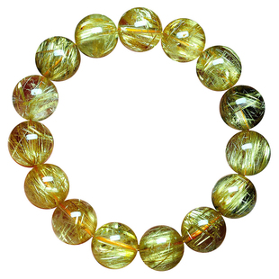 金发晶手链 男女款 金钛晶发丝黄发晶水晶手链手串 一物一图 饰品