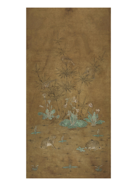 竹雀双兔图国画工笔绢本国画超清