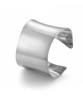 欧美小众弧形光面宽版开口手镯