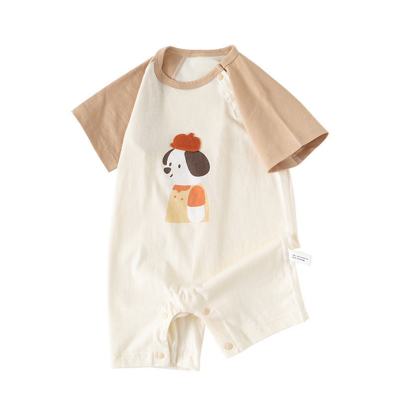 夏季新生婴儿可爱哈衣宝宝新生儿外穿爬爬服女童薄款纯棉短袖睡衣