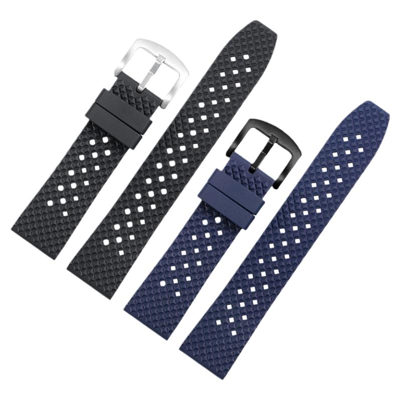 氟橡胶手表带防水代用精工百年灵万国美度劳力士黑绿水鬼快拆表链