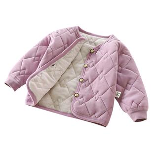 宝宝无骨保暖上衣男女童加厚家居服婴儿秋冬加棉内衣2024新款棉袄