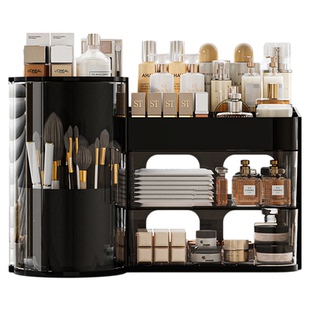 化妆品收纳盒桌面大容量梳妆台护肤品口红香水化妆刷置物架化妆箱