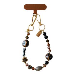 复古艺术设计手机链不规则石头高级感挂链手工串珠小众轻奢手腕挂绳挂饰链条包包链子防丢钥匙扣挂件女垫片壳