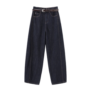 百家好复古镰刀牛仔裤女秋冬季2025新款气质宽松高腰直筒阔腿裤子