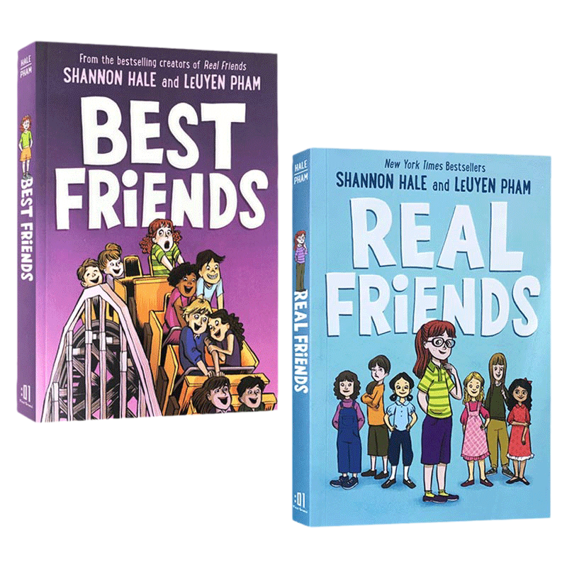 真正的朋友 友谊 英文原版 Real Best Friends 最好的朋友 纽伯瑞奖作者Shannon Hale 全彩漫画桥梁章节书籍 中小学生课外阅读绘本