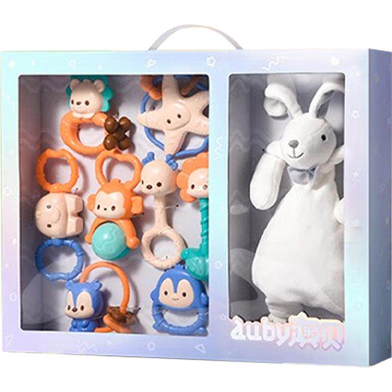 澳贝摇铃新生儿安抚巾礼盒婴儿手抓啃咬牙胶宝宝早教益智玩具礼物