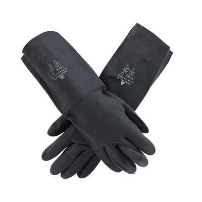 代尔塔橡胶手套氯丁201510耐油防滑防化耐酸碱38cm耐磨工厂车间