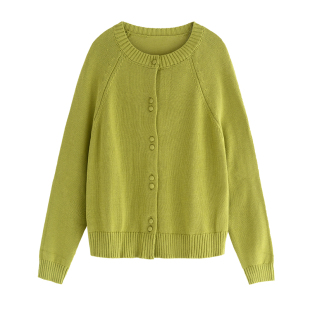 古苔「新芽绿」针织开衫 春天请尽情发芽 显白显瘦绿色毛衣外套女