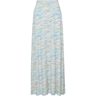 【折扣】Rixo  女简约优雅印花弹力平纹布超长半身裙