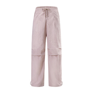 PSO Brand男装女装皱褶纹理抽绳工装夏日薄款长裤宽松美式伞兵裤