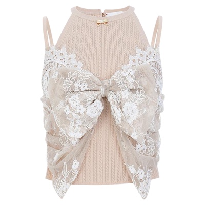 【李彩演、朴宝英同款】ORA GENESIS 25秋蕾丝拼接针织背心上衣