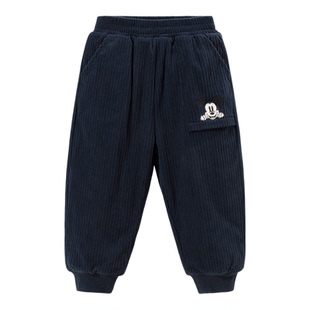 正品迪士尼童装男童棉裤婴幼儿冬季夹棉裤子男宝宝小孩灯芯绒卫裤