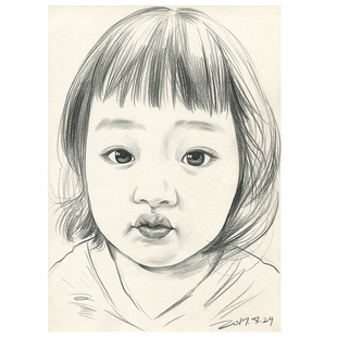 人物肖像速写素描自画像手绘照片定制生日礼物带画框代画真人头像