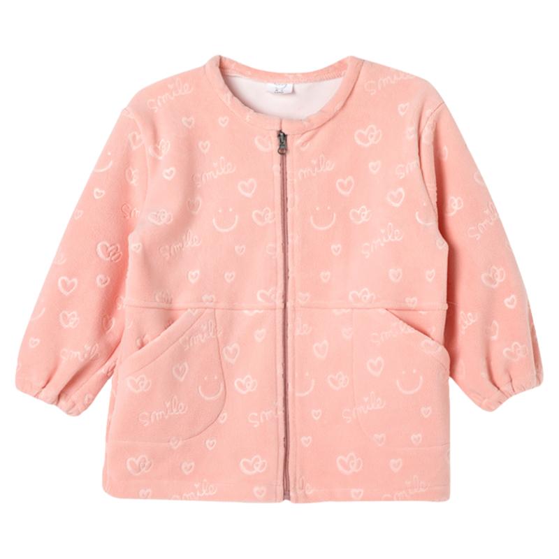 儿童奥粒绒罩衣秋冬外穿中大童羽绒服长袖拉链幼儿园男女宝宝罩衫