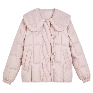 采多宝大码女装胖mm2025冬季新款加厚减龄娃娃领设计感羽绒服