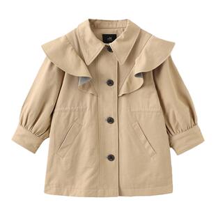 moimoln小云朵童装春季女童中长款风衣女宝宝休闲外套