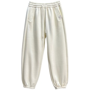 欧货正品加绒加厚冬款卫裤女保暖秋冬季新款宽松休闲百搭束脚裤子