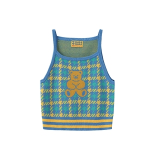 wigglewiggle26年春夏笑脸花撞色修身吊带背心内搭上衣多巴胺女款