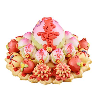 生日上供布置中式糕点寿桃馒头