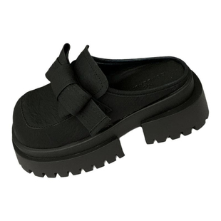 英伦风蝴蝶结厚底乐福鞋女白色小个子增高松糕休闲鞋没跟福乐鞋