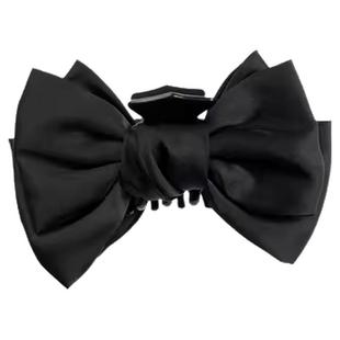 黑色高级感蝴蝶结抓夹女大号发量多盘发发夹后脑勺鲨鱼夹发卡头饰