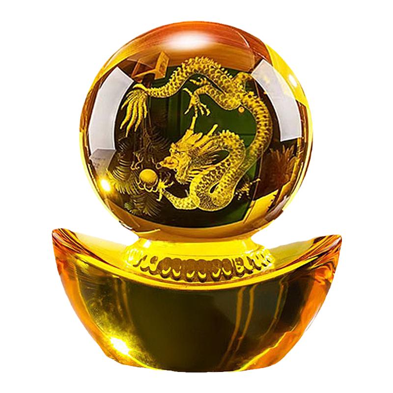 水晶球金元宝装饰品送财神爷摆件