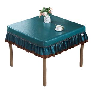 正方形烤火桌子罩套新款防水皮桌布台布罩方桌高级自动麻将烤火罩