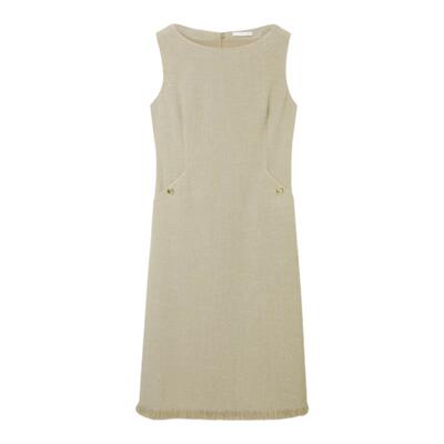 OVV秋冬热卖女装优雅一字领修身流苏无袖背心连衣裙