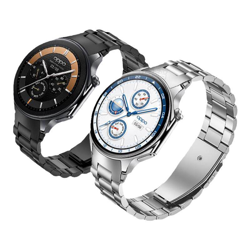 适用OPPOwatchX2手表带watchX专用一体三珠链式不锈钢表带运动智能手表watchX金属表链男士夏天钢带