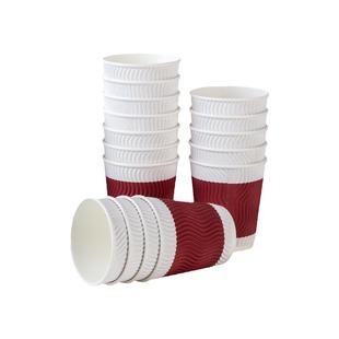 得力19206双层防烫隔热加厚纸杯一次性纸杯子280ml不易变形6盎司咖啡杯热饮