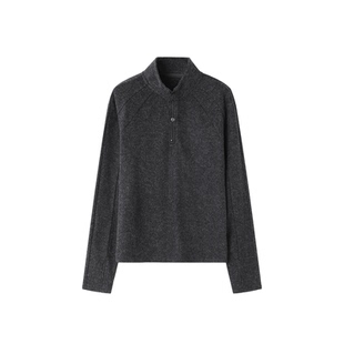 XWI欣未通勤百搭灰色立领卫衣女冬季新款修身显瘦半门襟拉链上衣