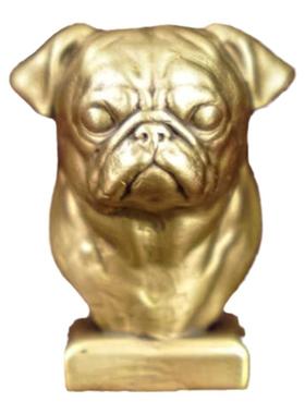 黄铜八哥犬狗头摆件装饰品